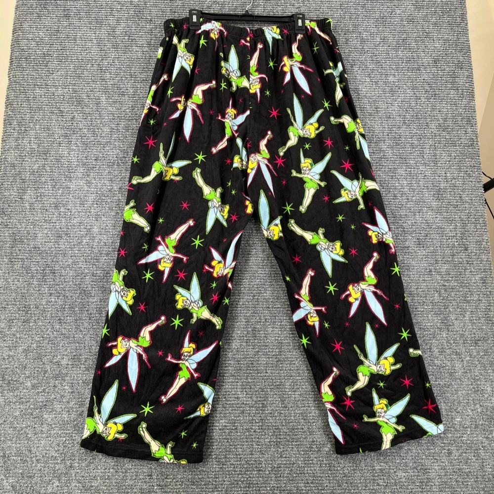 Disney Tinker Bell Pajama Pants Womens 3X Black Fleece Peter Pan Sleepwear - Picture 4 of 10
